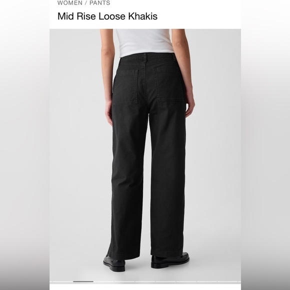 Gap Mid Rise Loose Khakis black office casual 25​​ - Picture 4 of 10